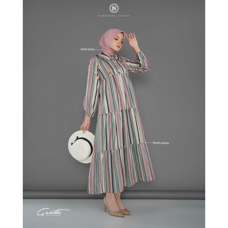 [COD]✅GEETA MIDI DRESS ‼️by NADHEERA LUXURY NEW || DRESS ELEGAN || ALMIRA GALLERY