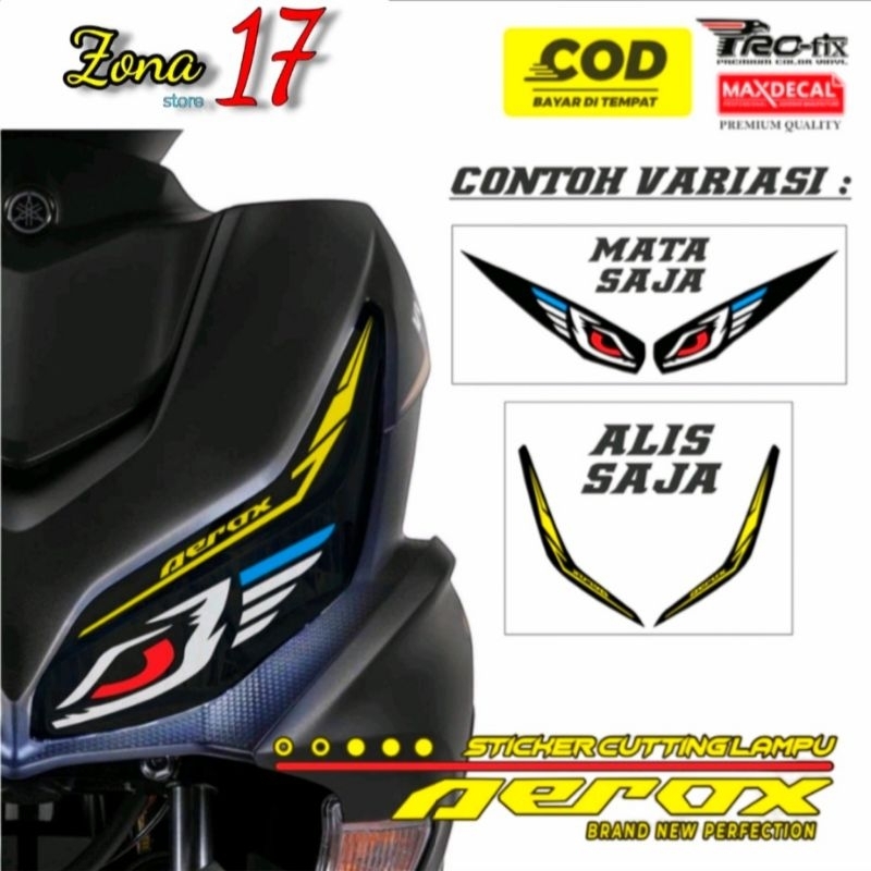 Rejeki.Maju Stiker Lampu Alis Yamaha Aerox 155 Satu Pasang Kanan Kiri