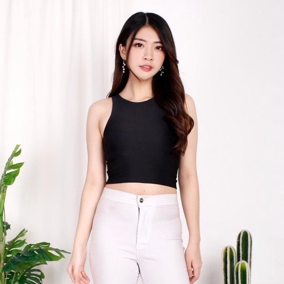 [Terlaris] Crop top korea Tanktop halter neck Crop Tee Tank top wanita
