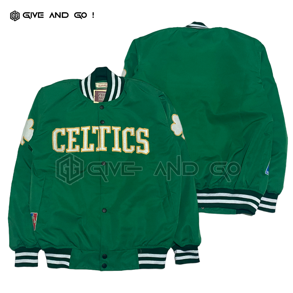 JAKET VARSITY BASEBALL UNNISEX - JAKET VARSITY CELTICS - TEXT HIJAU DAUN FULLTAG