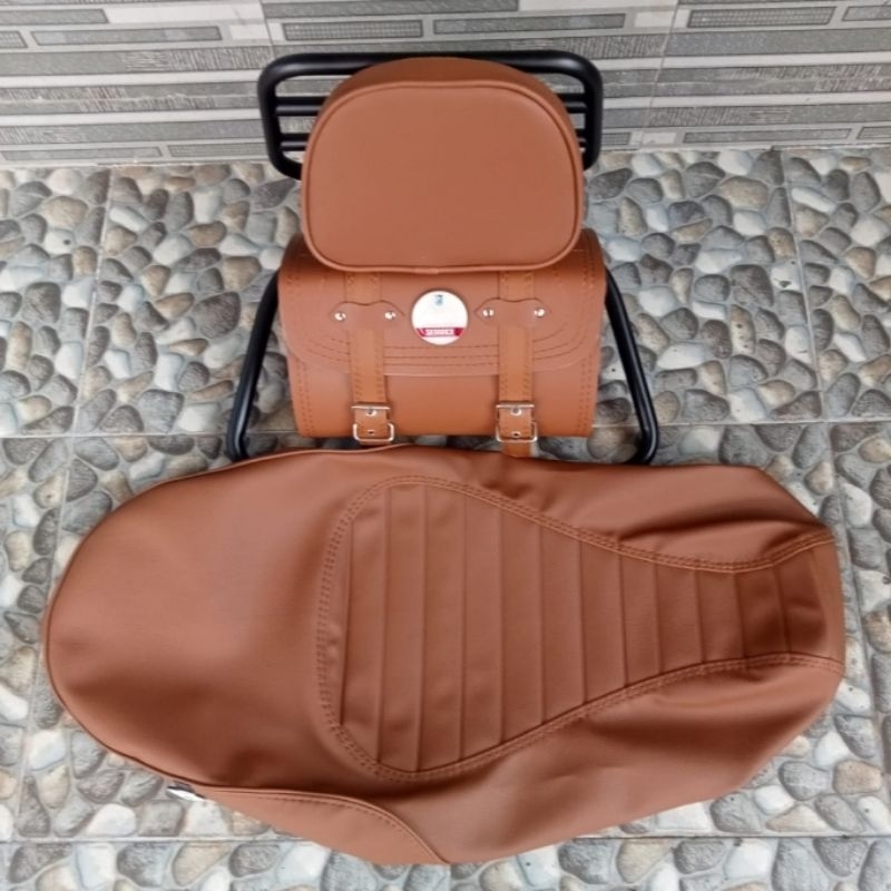 Aksesoris Vespa/ Paket Back Rack , Bantalan , Tas , Kulit Jok  MbTech / Aksesoris Vespa Sprint / Aks