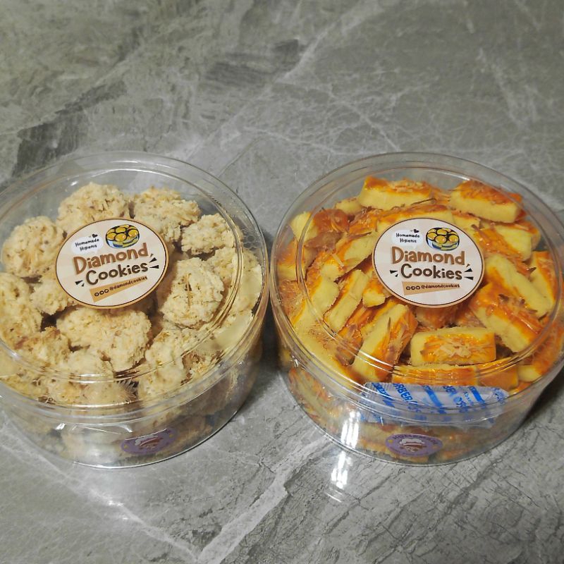 

【 DIAMONDCOOKIES 】PAKET BUNDLING JUMBO 2!! ( Kastangel - Sagu ) • WISMAN • Premium • Mika Bulat • Isi 2 Mika Bulat