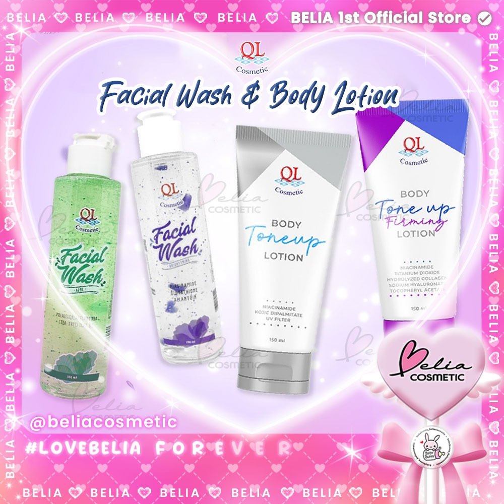 ❤ BELIA ❤ QL Cosmetic Facial Wash Brightening | Body Tone Up Lotion 150ml | Body Lotion | Niacinamid