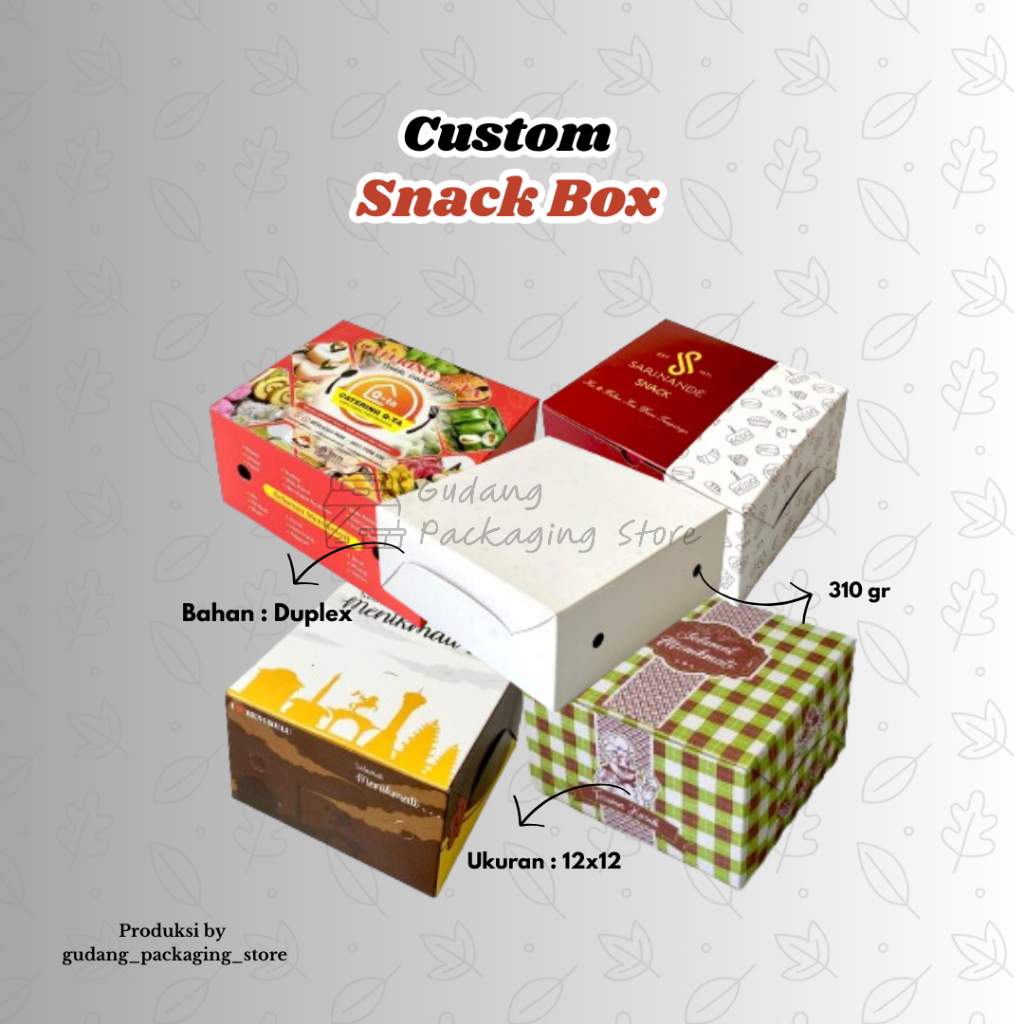 

Cetak Custom Snack Box Ukuran 12x12 | Dus Snack | Dus Kemasan Snack Box | Full Colour | Custom Merk Sendiri