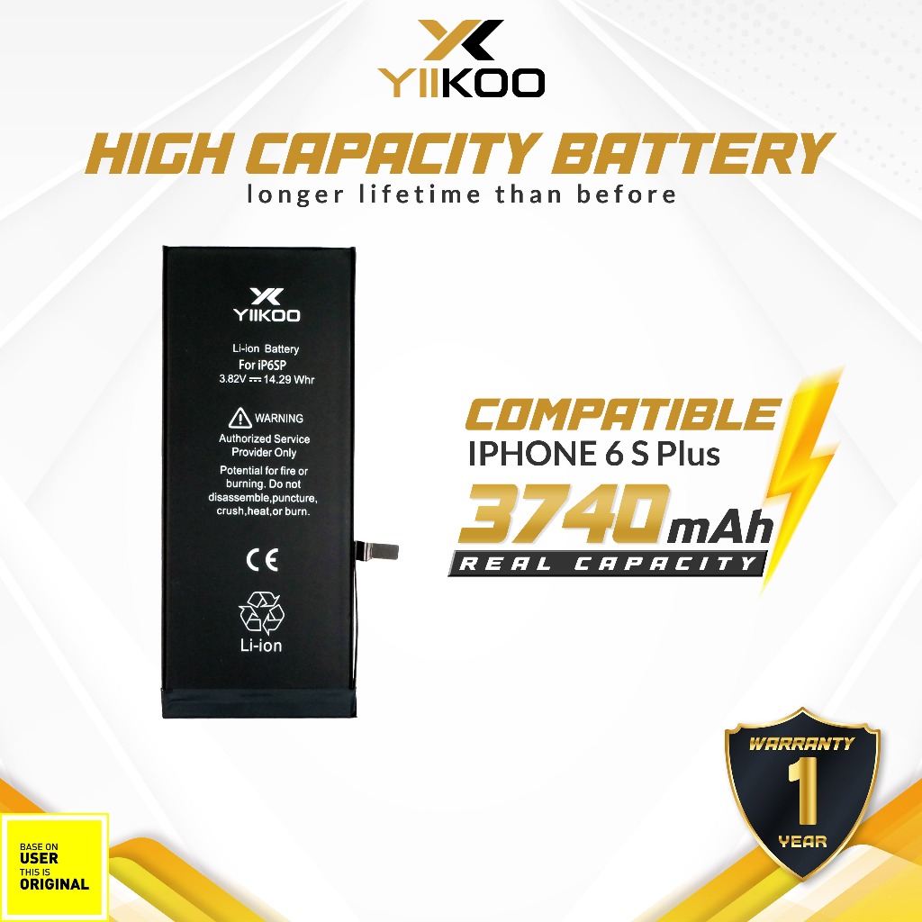 YIIKOO Baterai Iphone 6S PLUS 6S+ Batre Batrai Battery Dual Double Power HP Handphone Original Apple