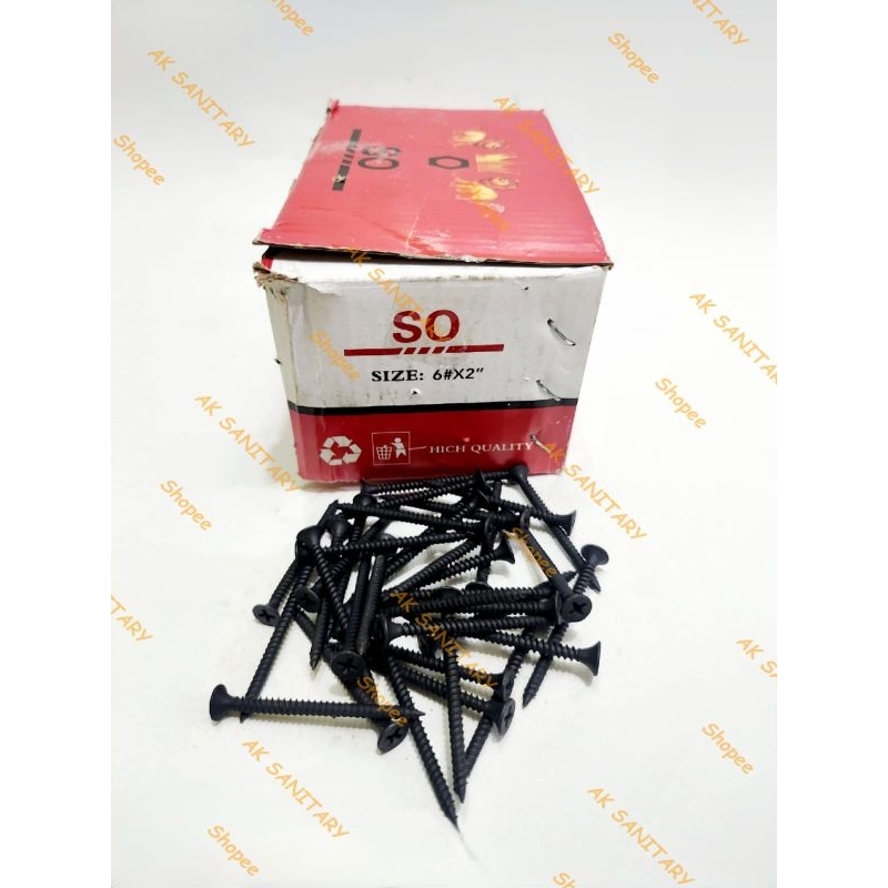 Skrup Gypsum Hitam 6 x 2" inch SO -Sekrup Gipsum 2" SO - Drywall Screw