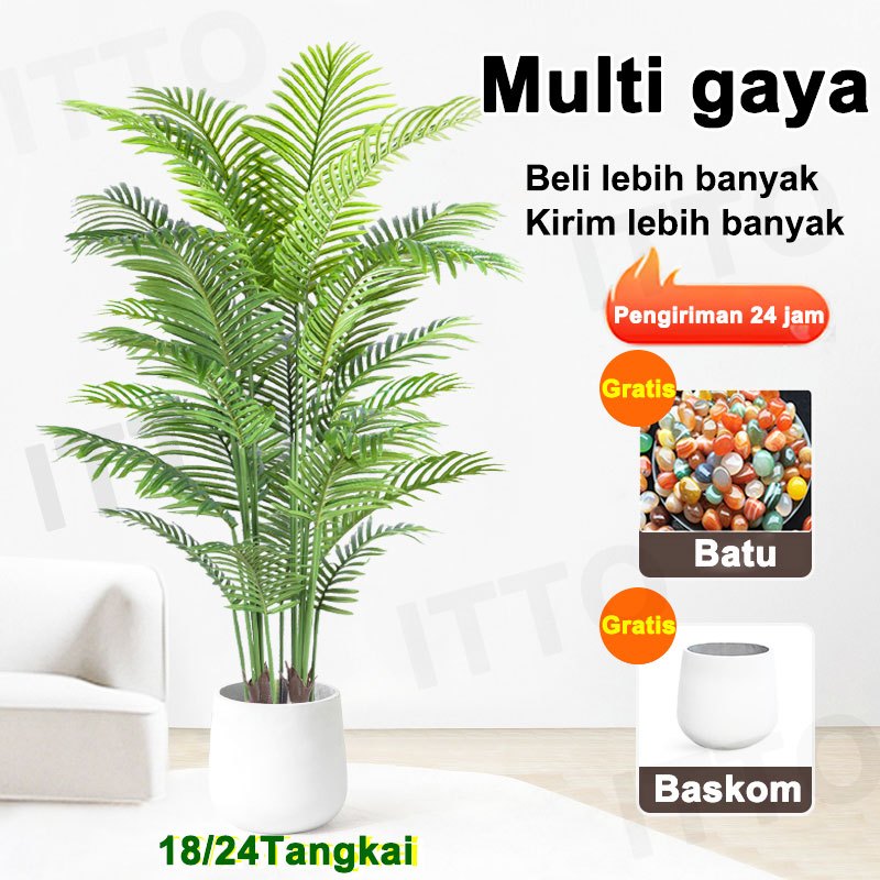 Tanaman Hias Artificial Palem Kuning Plastik Besar 85cm Dekorasi Rumah dan Kantor