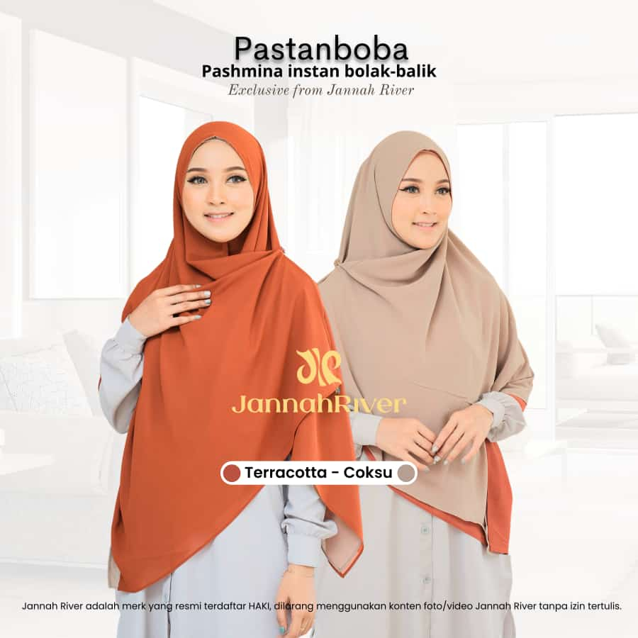 PASTANBOBA Pashmina Instan Bolak-Balik 1 Hijab 2 Warna Ceruty Babydoll Premium by Jannah River