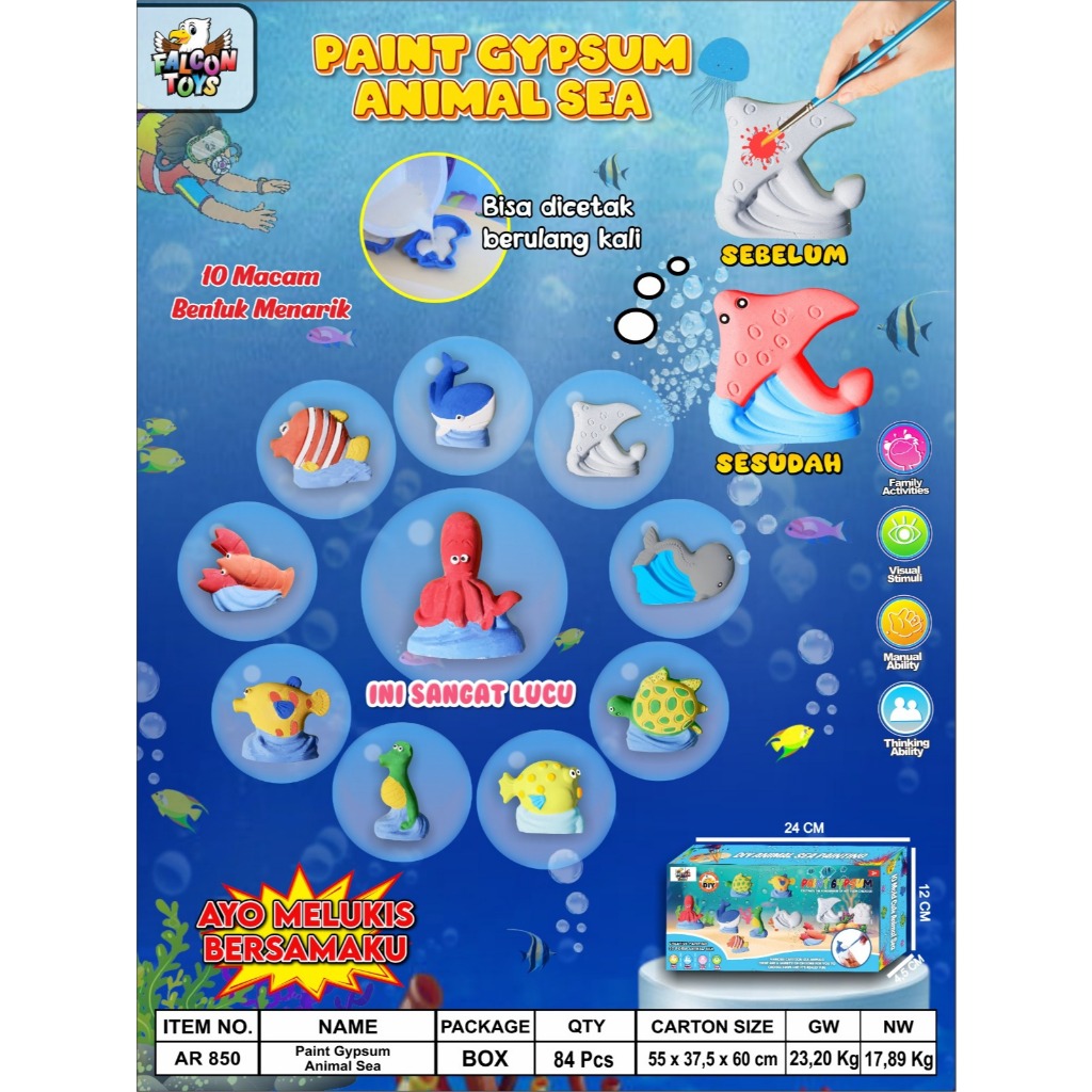 MOULD PAINTING ANIMAL SEA AR 850 10 CETAKAN KARAKTER PATUNG LUKIS GYPSUM Prakarya Anak Mainan Edukas