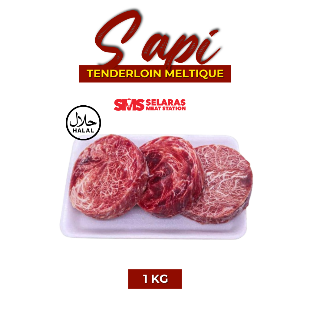 

Beef Tenderloin Meltique AUS/Daging Steak Wagyu Tenderloin Meltiq 200 gram -1 Kg Frozen Tangerang