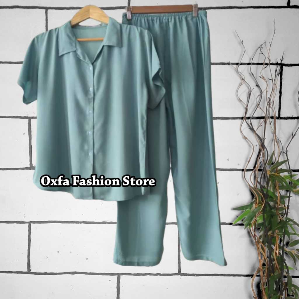 SETELAN WANITA RAYON TWILL I ONESET CP LENGAN PENDEK CELANA PANJANG