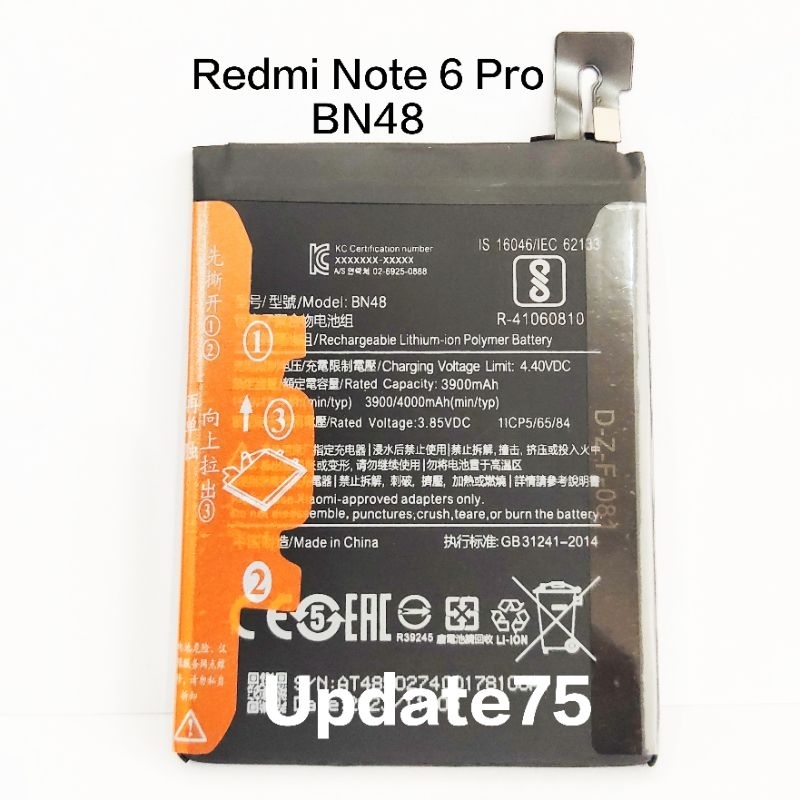 Baterai Xiaomi Redmi Note 6 Pro Batre Redmi Note 6pro BN48 Original Batrei