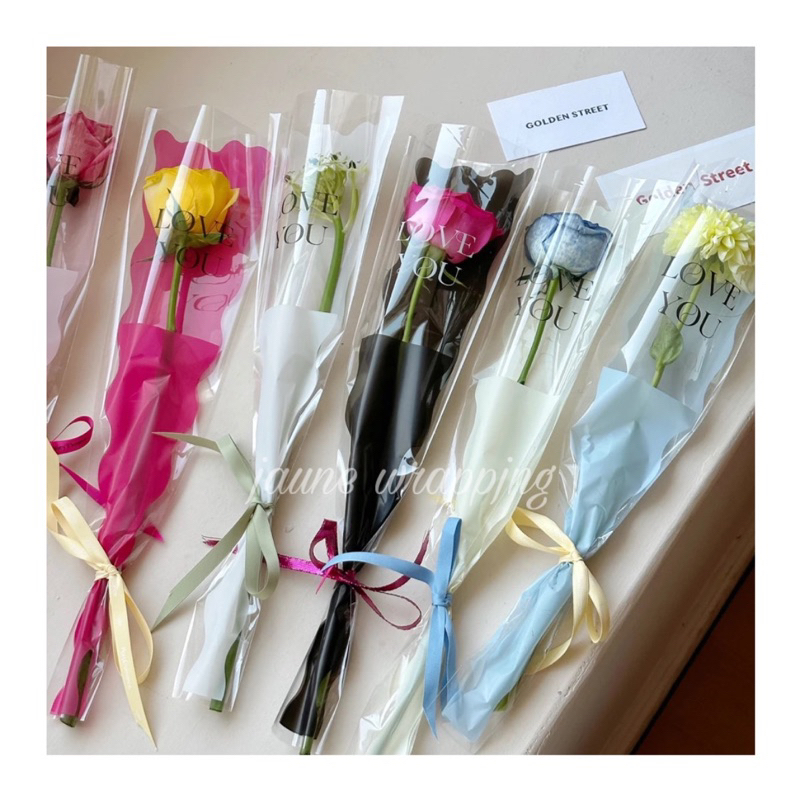 

[10PCS] Mermaid Single Rose Bag Valentine Love You / 1 Tangkai Bunga / Plastik Bunga Satuan