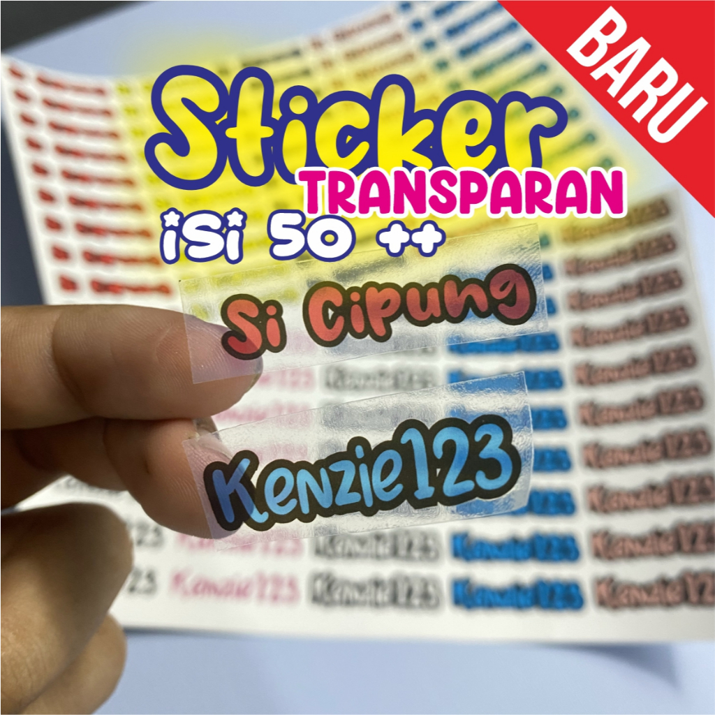 

(50 pcs) Sticker Nama Transparan Sticker Label Nama Transparan Sticker Nama Barang Label Barang