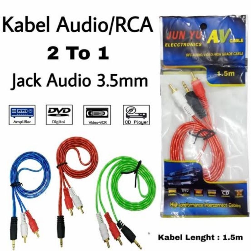 kabel audio 2 in 1 kabel Aux RCA 1,5M kabel Aux