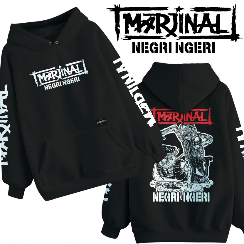 Jumper Hoodie Band Marjinal Negri Ngeri Hoodie Pullover Bahan Cotton Fleece