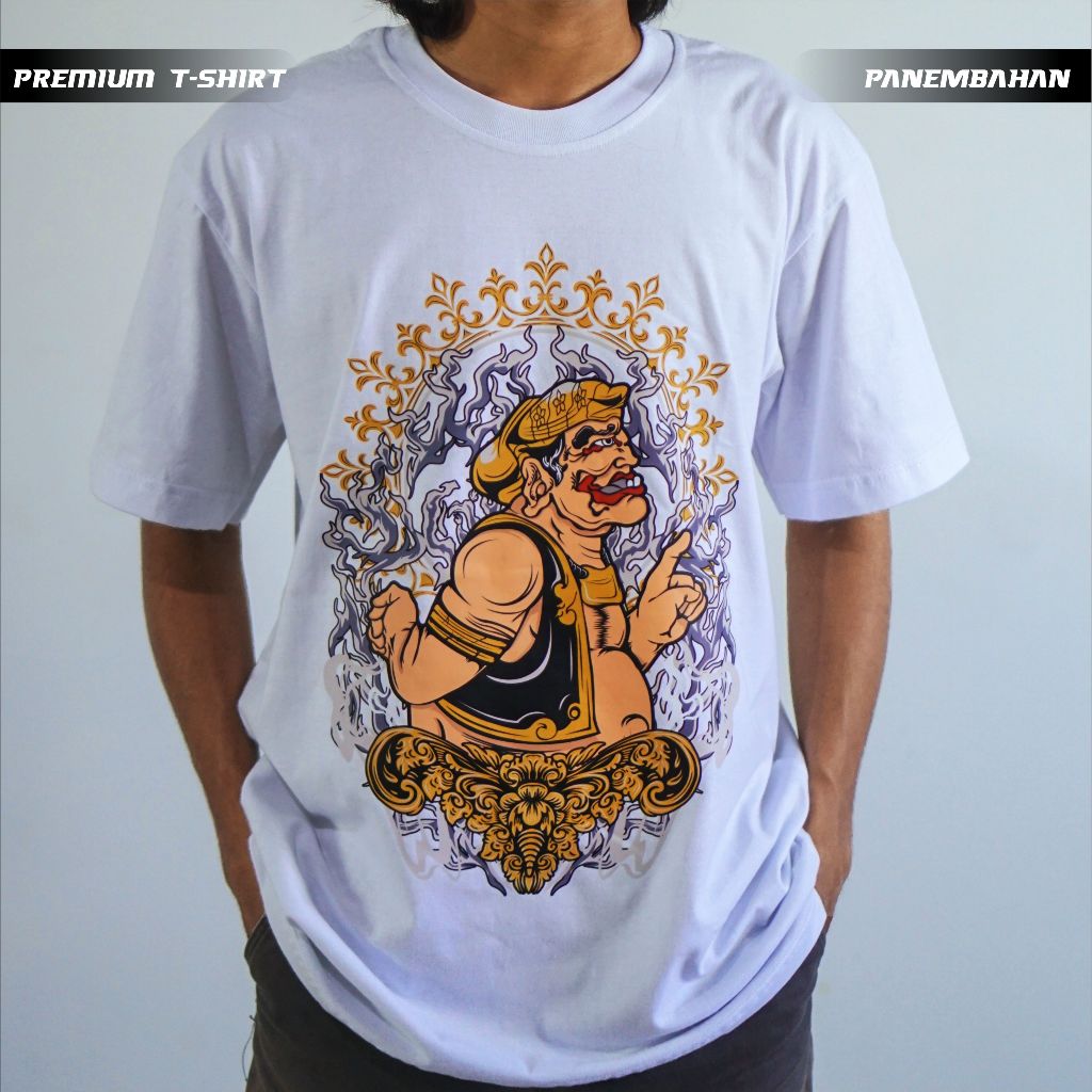 Panembahan Tshirts Baju Kaos Wayang Aksara Jawa Semar Pendek Hitam putih Budaya Pria Wanita Premium