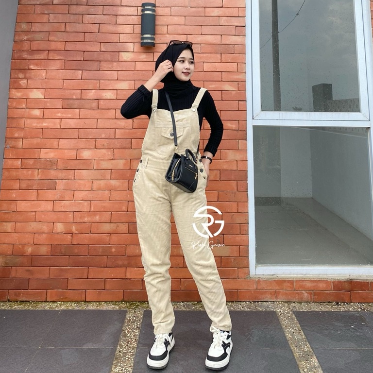 KODE O54B NAOMI Overall Corduroy Premium Jumpsuit Celana Wanita Kekinian Korean Style