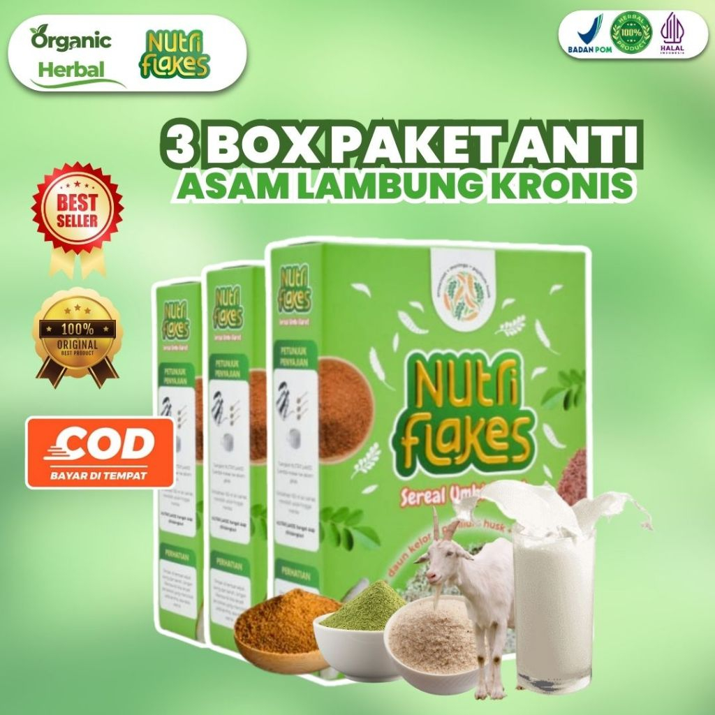 

3 Box Nutriflakes Sereal Umbi Garut Asam Lambung Ori - Mengatasi Asam Lambung Kronis Dan Gerd