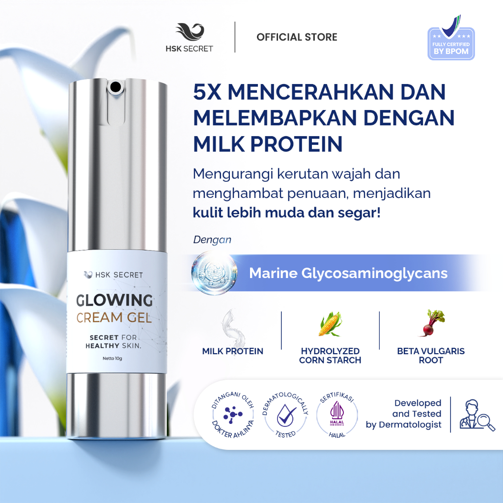 HSK Secret Glowing Gel | Kulit Lembab, Cerah Merona, Kencang, & Awet Muda