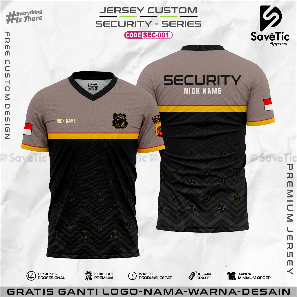 BAJU KAOS JERSEY SECURITY / SATPAM FULL PRINTING SUBLIM CUSTOM
