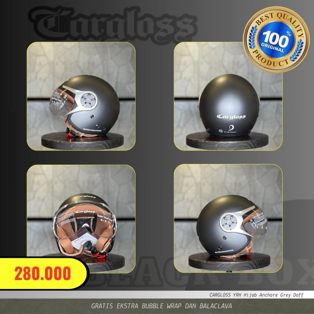 Helm Cargloss YRH Hijab Anchore Grey Doff Helm Half Face