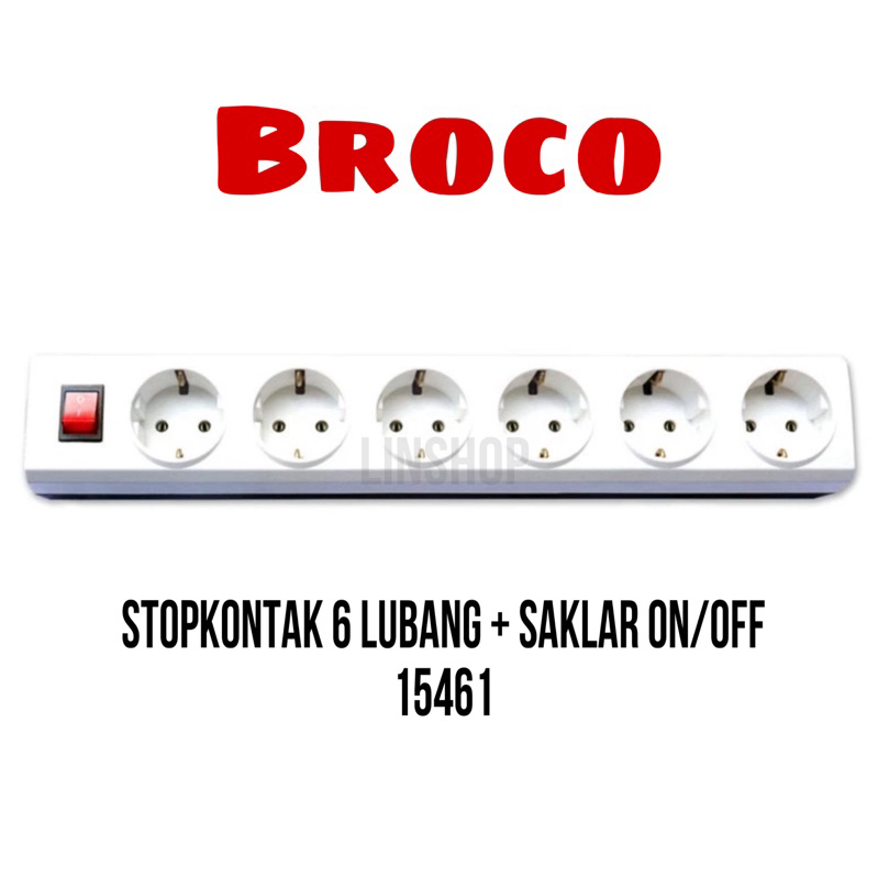 BROCO Stopkontak + Saklar 15461 NCP Stop Kontak 6 Lubang + Switch tanpa kabel