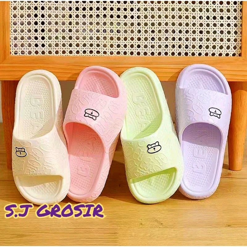 (tebal) sandal sendal slop eva karet motiv bear slipper rumah