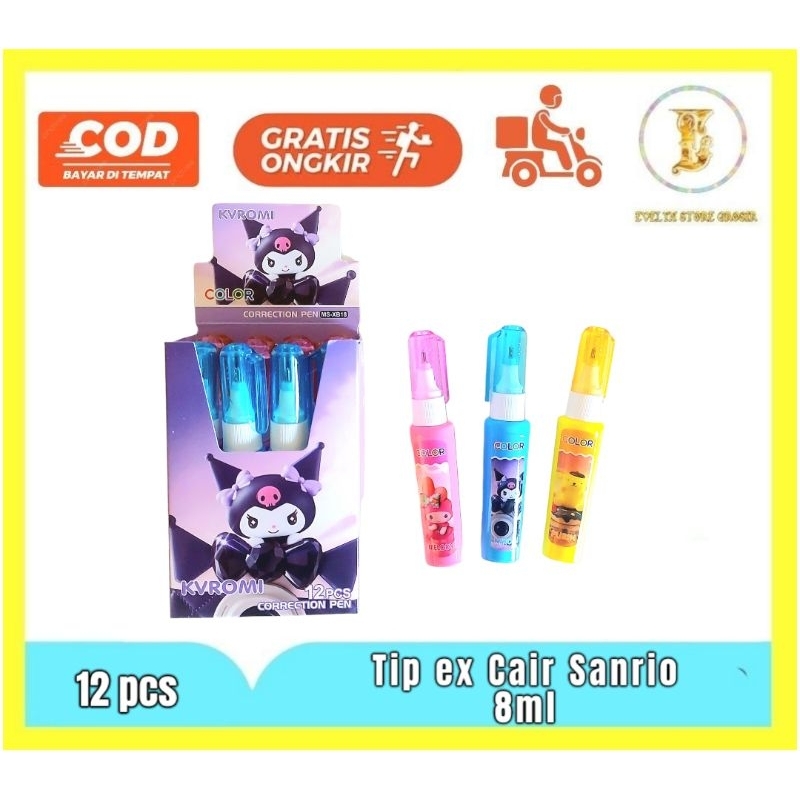 

Tip ex cair Sanrio Kuromi 6 ml correction fluid isi 12 pcs