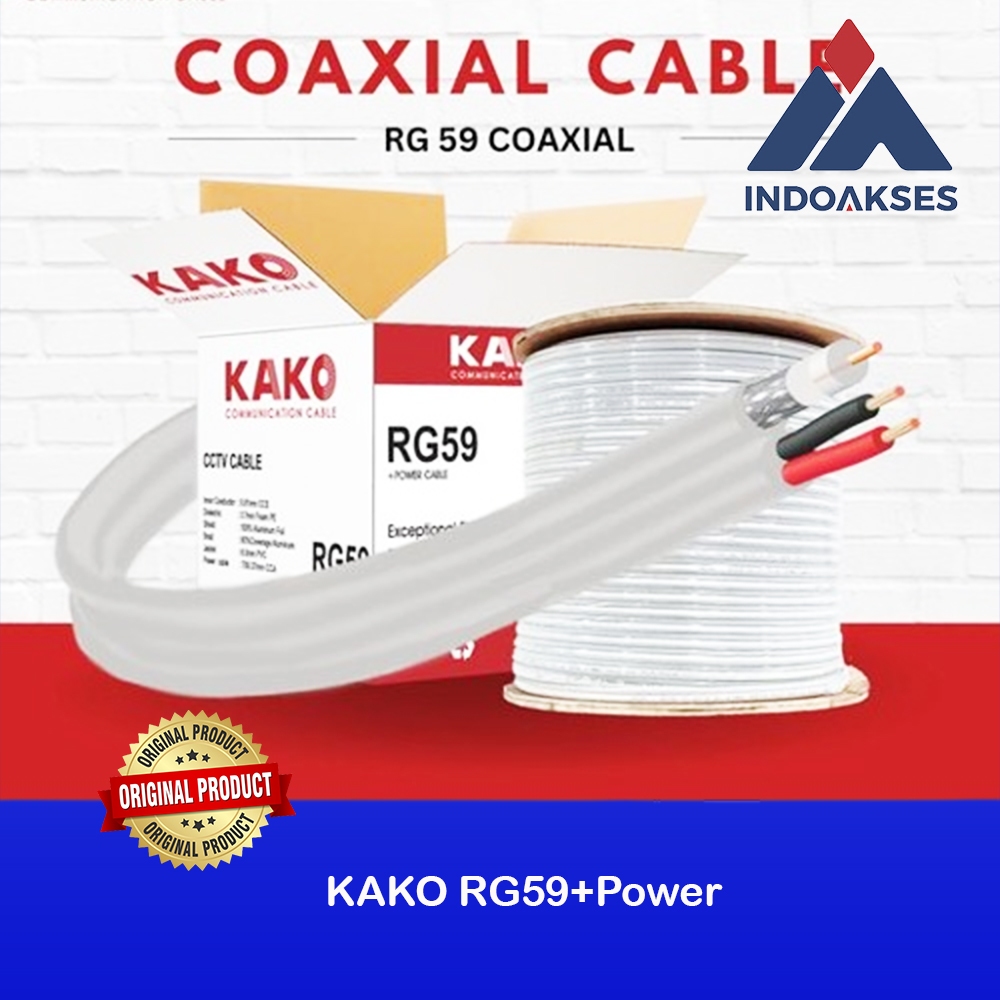 KAKO RG59+Power Cable KK-RG5960PBK-300 White Kabel RG59+P 300M