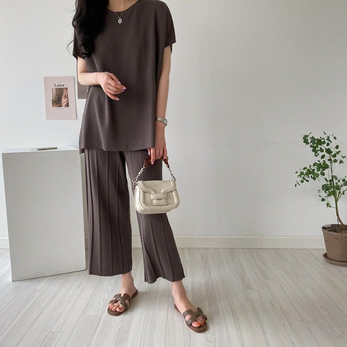 Elizabethgrosir1 One Set Knit Import Premium Big Size Grosir Setelan Rajut Jumbo Atasan Rompi Celana