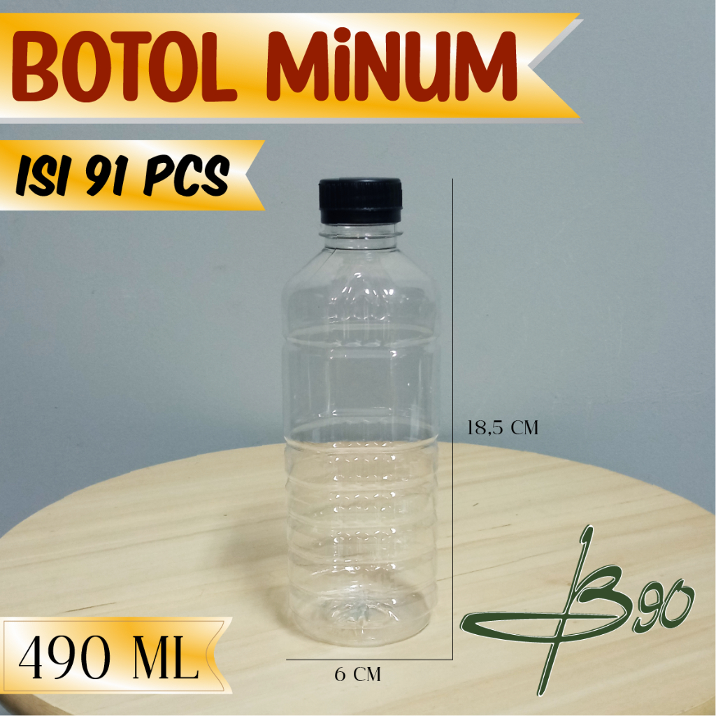 Botol Minum 490 ml Botol Plastik TEBAL Botol Jus Botol Kopi Botol Minum Plastik isi 91pcs SAP