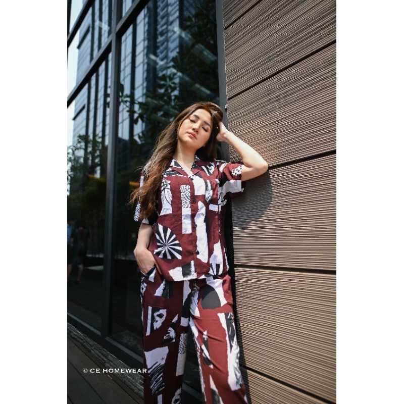 CE HOMEWEAR BONJOUR SET PENDEK BAHAN RAYON PREMIUM GRADE A