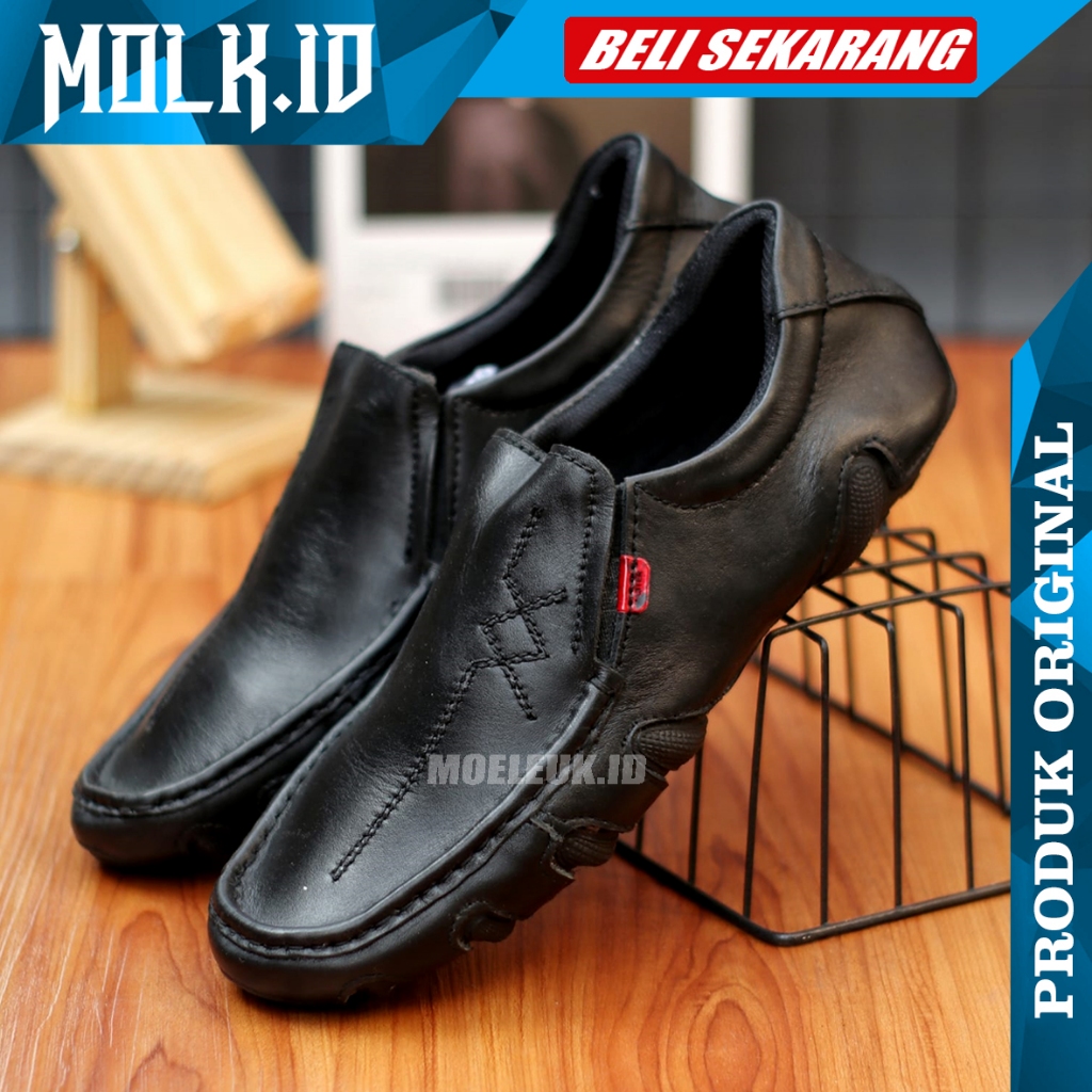 MOLK Branca Sepatu Pria Formal Hitam Casual Kulit Asli Kerja Kantor Wisuda