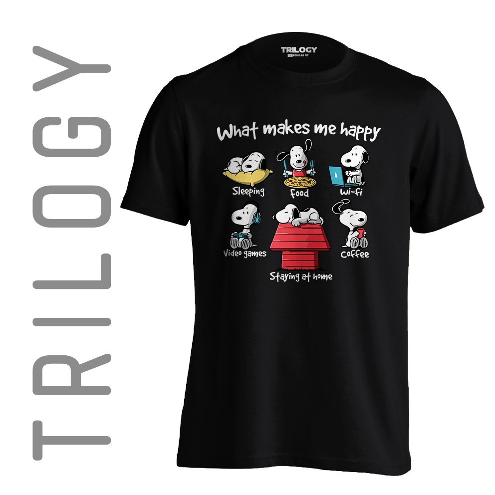 TRILOGY TRF 0322 - Kaos Snoopy - What Makes Me Happy - Cartoon Comic T-shirt Tshirt