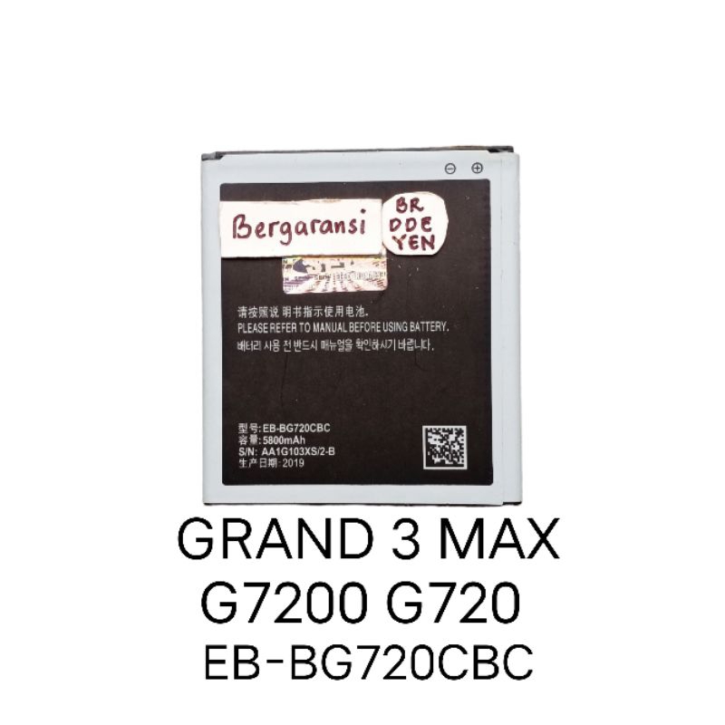 BATERAI UNTUK SAMSUNG GRAND 3 MAX G720 G7200 EB-BG720CBC BATRE BATREI BATEREI BATERE BATRAI BATRAY B