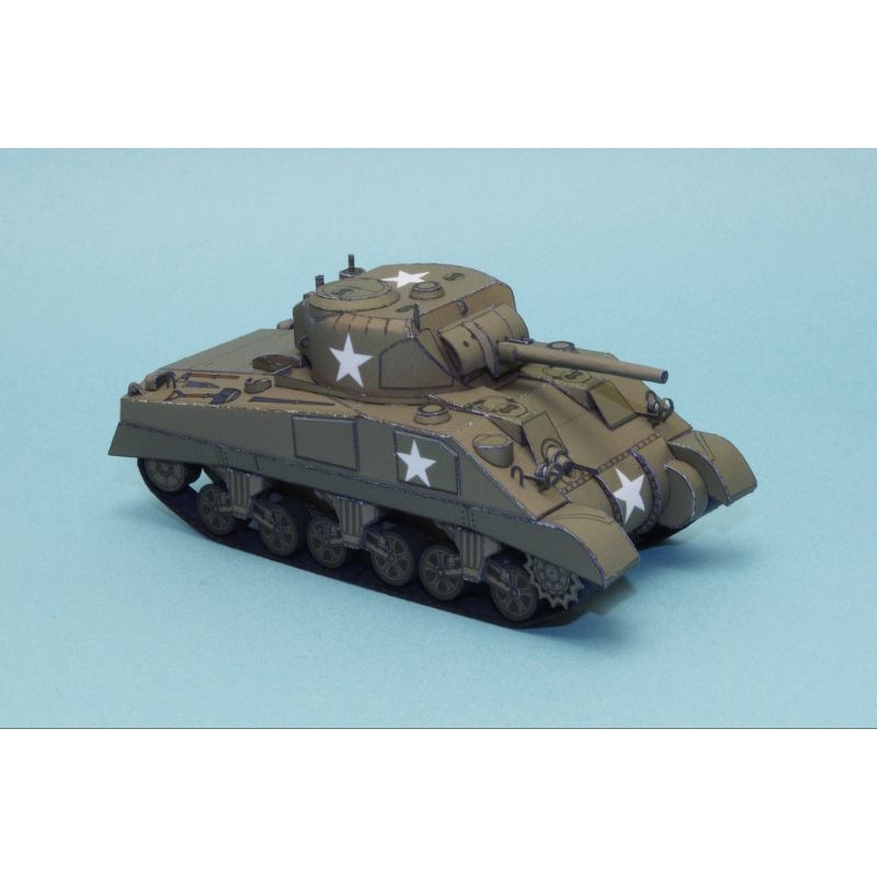 Lembaran pola papercraft Tank sherman M4 skala 1:72 (2BS-A1)