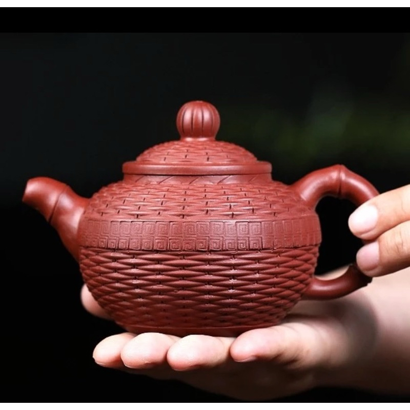 Authentic Yixing Zisha DaHongPao Bamboo Weaving TeaPot