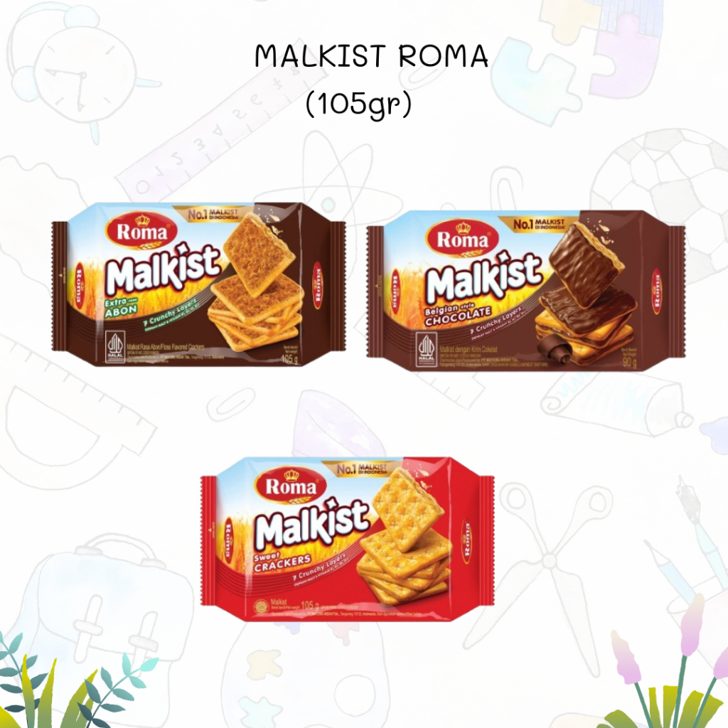 

ROMA MALKIST BELGIAN STYLE CHOCOLATE 90gr/ROMA MALKIST SWEET CRACKERS 105gr/ ROMA MALKIST ABON 105gr