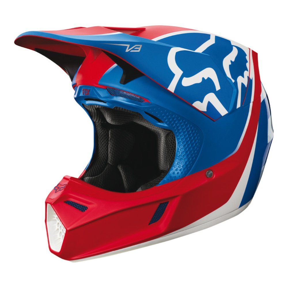 FOX RACING V3 HELMET KILA NAVY BLUE RED