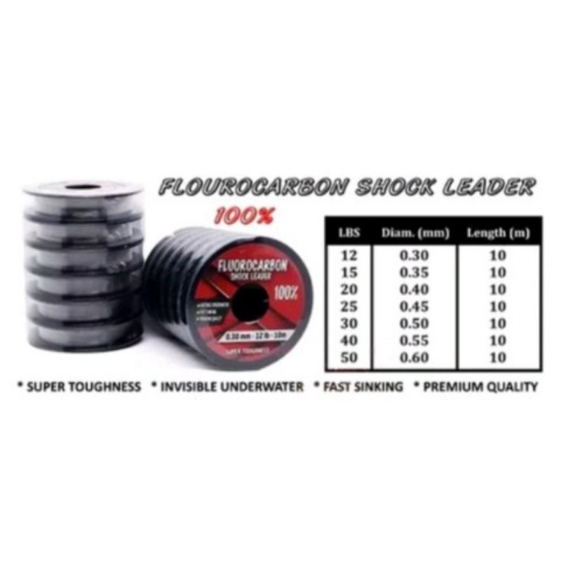 leader FLUOROCARBON 100% SHOCK LEADER 10m/roll