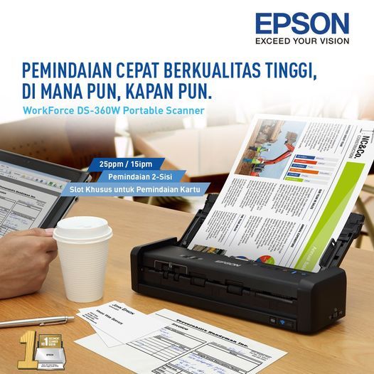 Scanner Epson WorkForce DS-360W Wireless Portable