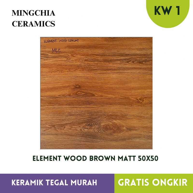 Keramik Teras motif Urat Kayu matt 50x50 Element Wood Brown