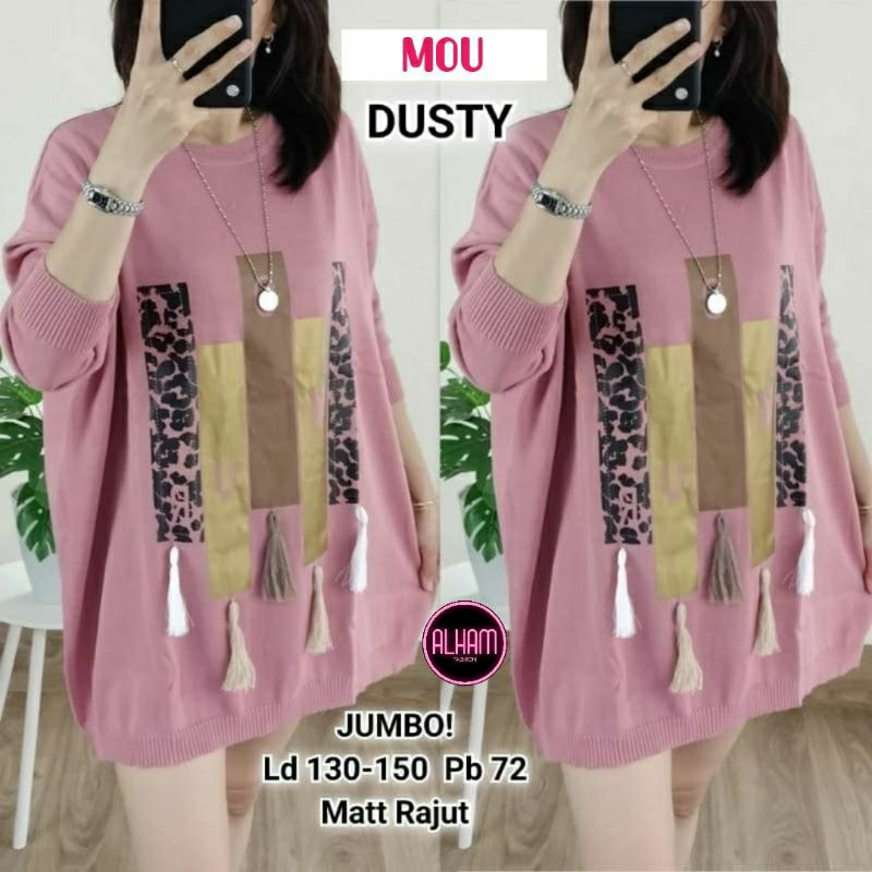 Mou knit ld 130 blouse rajut terbaru jumbo fit to xxxl korean style kekinian blouse batwing