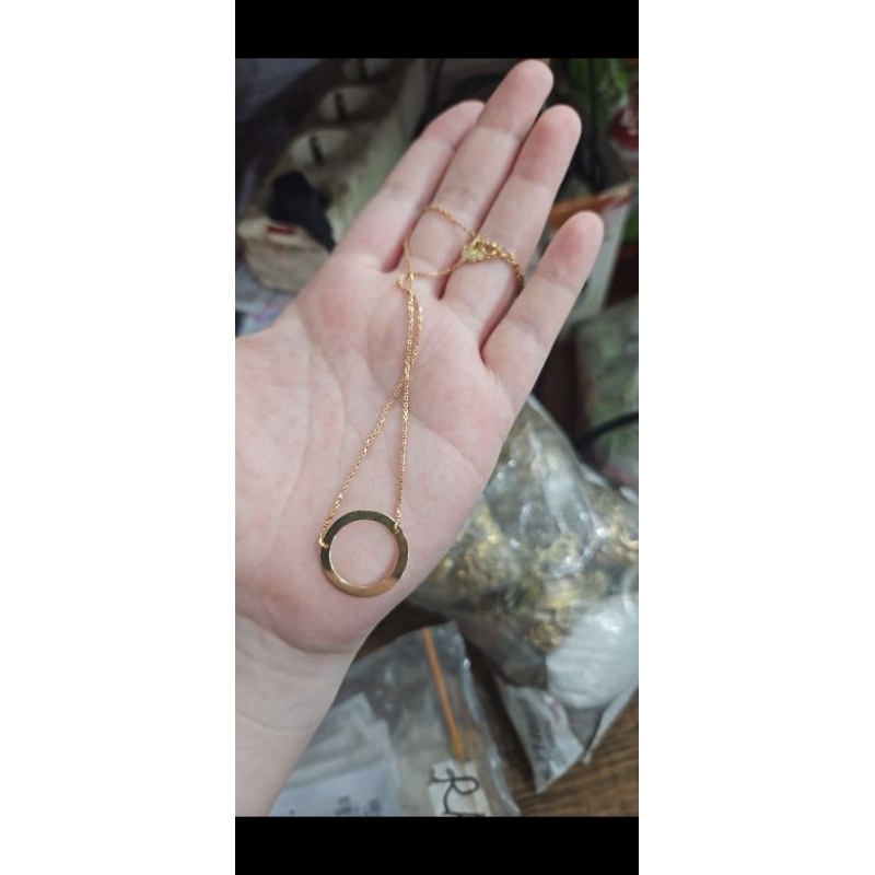 Kalung jedar koye liontin huruf alfabet inisial i emas asli 700 70% 22