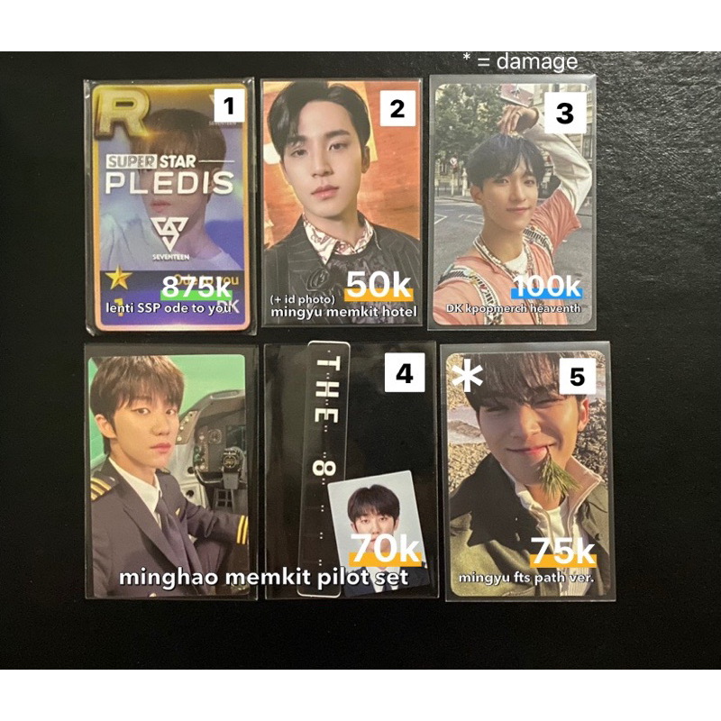 [GANTI J&T] pc photocard seventeen mingyu dokyeom dk the8 minghao lenti SSP ode to you memkit hotel 