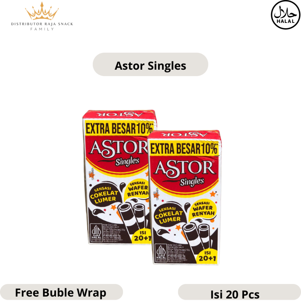 

Astor Singles Wafer Stick 1 Box isi 20pcs @15gram