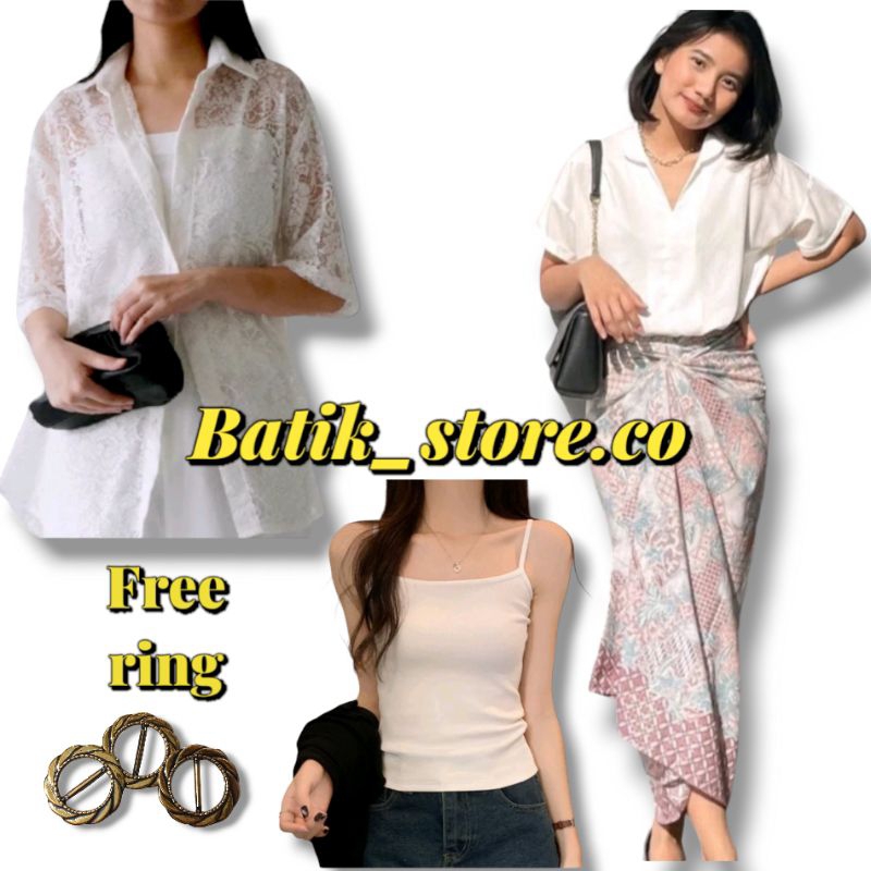 kemeja brokat wanita/atasan kebaya renda/outif kondangan kekinian