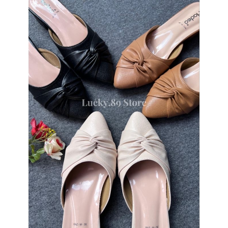 Fladeo Sandal Wanita Variasi Pita Elegant Hak 3cm