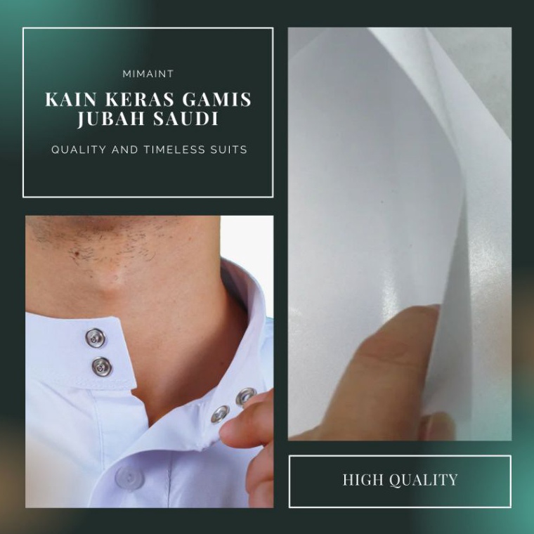 Belanja di sini Kain Keras Staflek 75 GSM Full Lem Bulak Balik Gamis Jubah Arab Saudi Lem 2 Sisi Tho